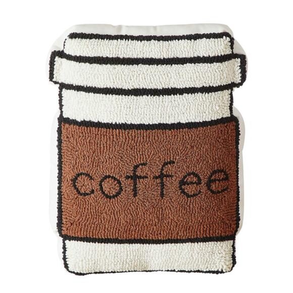 Coffee Cup Shaped Decorative Throw Pillow for Teens/Adults – 15" x 13" - Picture 1 of 6